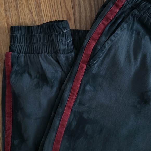 Aqua jogger black tie dye with deep red ribbon tacing stripe on sides. - Picture 4 of 4